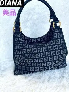 【DIANA】モノグラムデザイン ハンドバッグ ★ブラック