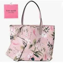 kate spade ボタニカル柄 レザー トートバッグ　大きめ 花柄