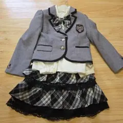 子供用　フォーマルドレス スーツ グレー チェック　女の子130