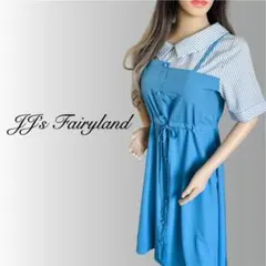 美品バイカラー 膝丈 ワンピース ドッキングワンピース インポート