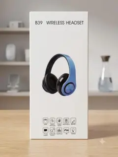 B39 Head mounted ワイヤレスヘッドホン(青) 本体 未使用のサムネイル