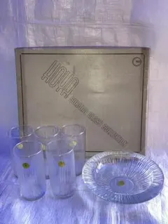 ★未使用品★レトロ★HOYA ガラス製 灰皿付タンブラーセット