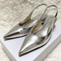 2025SS✨ルタロン　4cmポインテッドスリングバックウエッジ　シルバー　23のサムネイル
