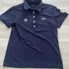 Callaway レディースポロシャツ M ネイビー ドット柄　メルセデスベンツ