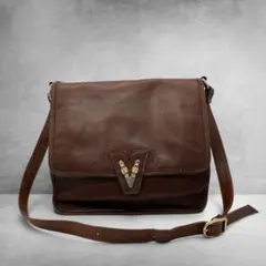 VALENTINO Vロゴ レザー ショルダーバッグ フラップ 総柄 イタリア製のサムネイル