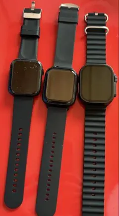 スマートウォッチ ブラック シリコンバンド3点セット