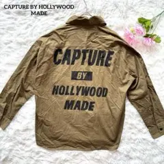 キャプチャーバイハリウッドメイド　バックプリント シャツ カーキ【L】ゆったり