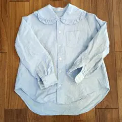 キッズ　LOWRYSFARM　水色フリル襟長袖シャツ130cm〜140cm