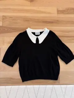 UNITED ARROWS スカラップフリルショートスリーブニット ブラック