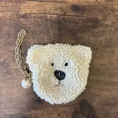 クマの顔型アイボリーコインケース