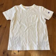Champion ホワイト 半袖Tシャツ ポケット付き 130