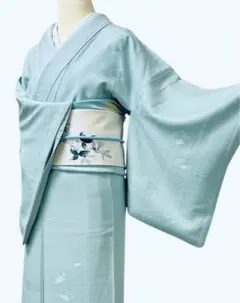 Hana【美品】東レシルック単衣 小紋（薄鼠色・飛び柄） 洗える着物 Hana様専用【美品】東レシルック単衣 小紋（薄鼠色・飛び柄） 洗える