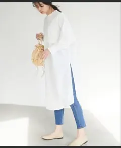 【GREEN　PARKS】ホワイト ドッキングデザイン ワンピース FREE