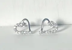ラスト1点！　S925 ハート ピアス ジルコニア シルバー925 レディース