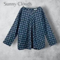 【Sunny Clouds】　ドット柄ブラウス　ゆったり　ネイビー　L コットンのサムネイル