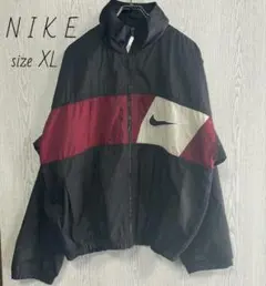 NIKE　ナイキ　スウッシュ刺繍　ナイロンジャケット　XL 黒　ブラック