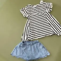 SHOO-LA-RUE ストライプTシャツとデニムスカートセット 90