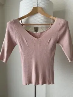 SNIDEL ピンク オフショルダー 五分袖 トップス