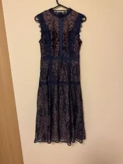 ERUKEI ネイビー レースドレス ノースリーブ