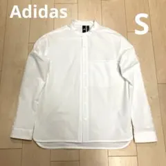 アディダス　Adidas エンボス　バンドカラーシャツ　S ホワイト　白　登山