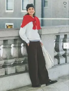 UNIQLO ブラッシュドジャージーワイドパンツ ダークブラウン M