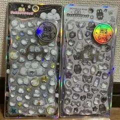 光るジュエルプチドロップシール　2点セット　シマエナガ　シロクロ