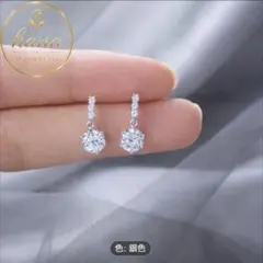 ts62 【上品揺れ】一粒ジルコニア ドロップピアス｜小ぶりでも華やか｜シルバー