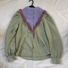 jouetie 長袖シャツ ブラウス バイカラー フリル