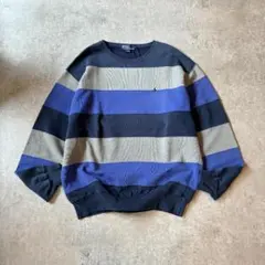 90s 香港製 Polo Ralph Lauren ボーダー スウェット L