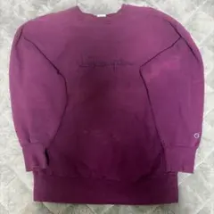 90's 刺繍タグUSA製 Champion リバースウィーブスウェットパープル