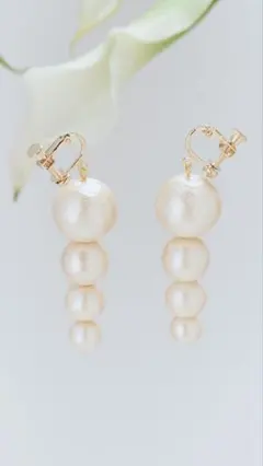 〖JENNE〗日本製コットンパールイヤリング