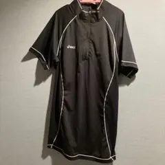 asics ハーフジップ 半袖シャツ グレー Sサイズ - メルカリ