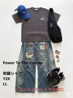 【希少】Power To The People タイガー刺繍シャツ Y2K LLのサムネイル