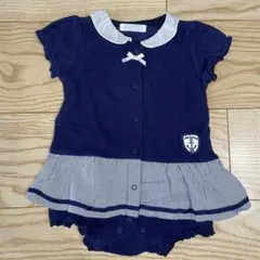 bebe ネイビー フリル付きロンパース