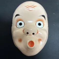 当時物】お面 能面 ひょっとこ 火男 骨董品 工芸品 石膏 陶器 壁掛け