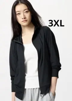 新品　ユニクロ エアリズム UVカットフルジップパーカー 3XL 黒