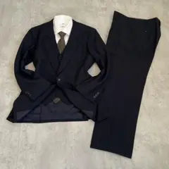 スーツセットアップ　スリーピース　シャドーストライプ　ネイビー　モード　結婚式