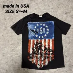 USA製 BAYSIDE 星条旗 プリント ブラック アメカジ ミリタリー