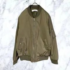 12567 エムズエキサイト MA-1 ブルゾン カーキ M 中綿入り 古着