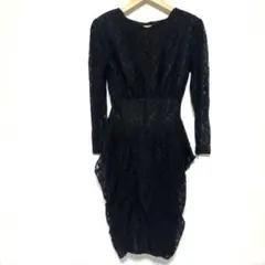 総レース タイトフィットドレス ブラック上品パーティーフォーマル 上品