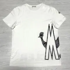 美品☆ MONCLER ホワイト プリント S モンダック Tシャツ 4S517 