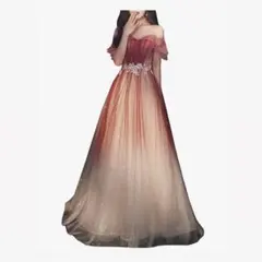 ラベンダーピンク ロングドレス L 花柄レース シフォン 綺麗 カバー