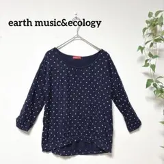 earth music&ecologyドット柄 7分袖カットソー バックリボンF