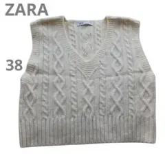 ZARA ザラ アイボリー Vネック ニットベスト 編み