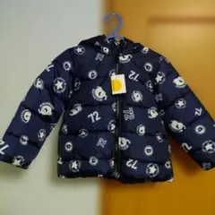 【新品】Moujonjon ネイビー動物柄コート 110