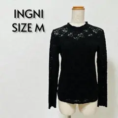 INGNI イング レース切替長袖カットソー サイズM ブラック【254】