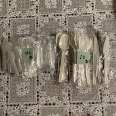 使い捨てプラスチックスプーン小大、スプーンフォーク、ナイフ　合計50本