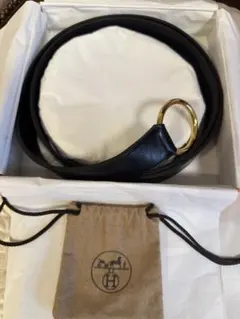 HERMES エルメス レザーベルト ブラック ゴールド金具 125のサムネイル
