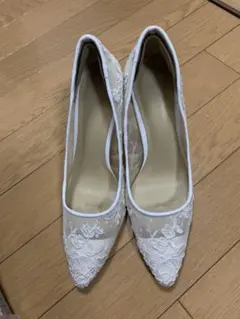パンプス　ブライダルシューズ　レースパンプス　結婚式　ジミーチュウ