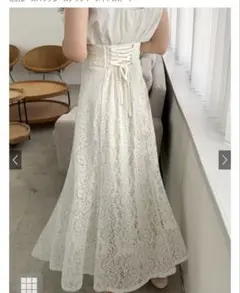 花柄レースバックレースアップマーメイドスカートブラック L